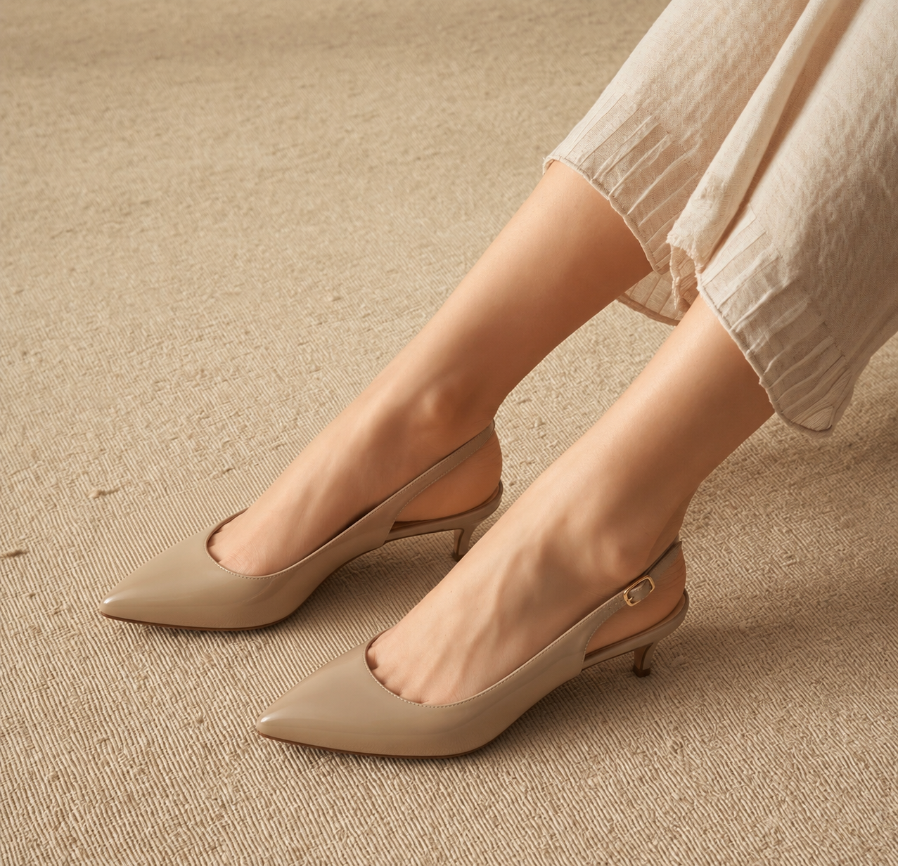 Escarpin nude à bride arrière type slingback, compatible socquette invisible Lusae