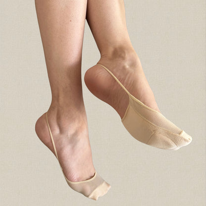 Zoom sur la lanière et la semelle de la socquette invisible beige