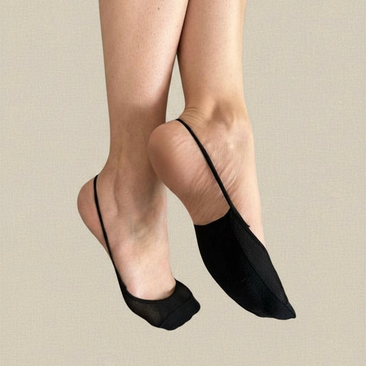Socquette invisible noire compatible chaussures à bride arrière slingback