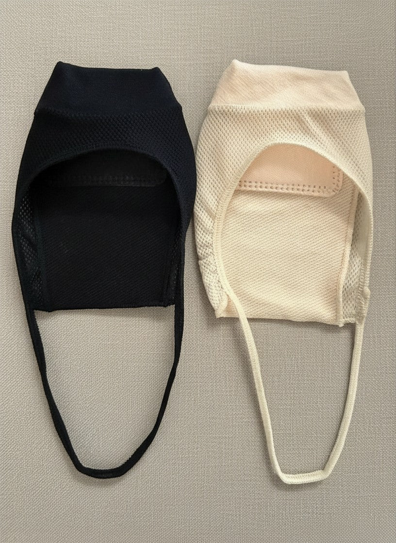 Socquettes invisibles noir et beige avec lanière élastique et mesh respirant