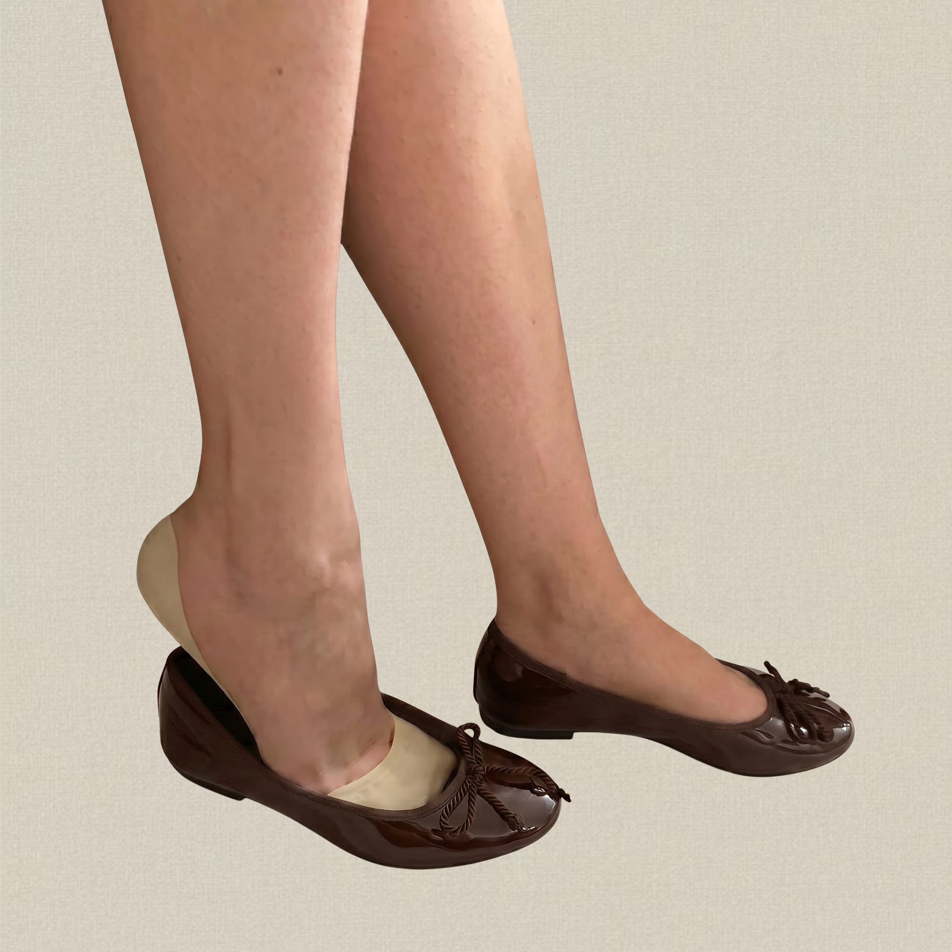 chaussette invisible portée avec ballerine marron